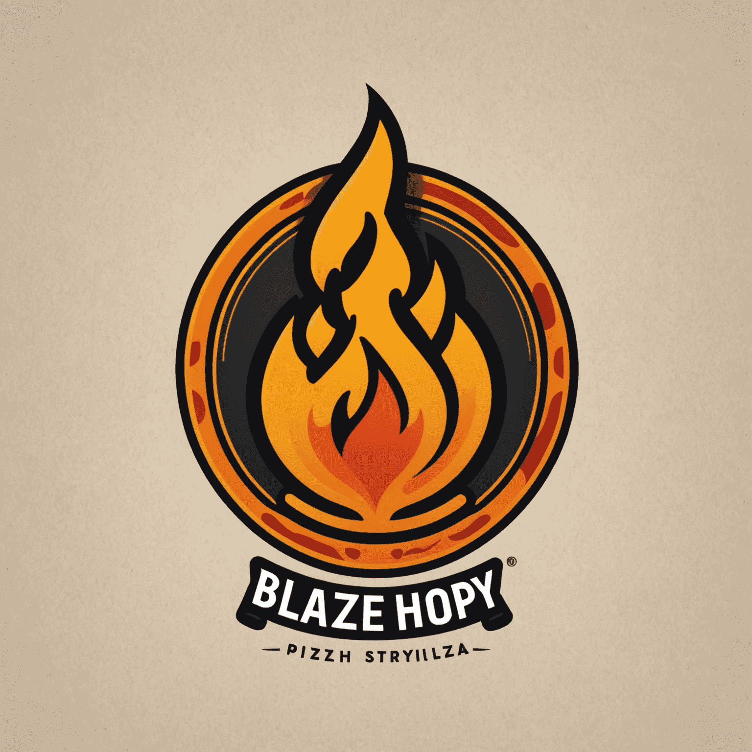 BlazeShoppy logo - A stylized flame-shaped pizza slice with bold, modern typography